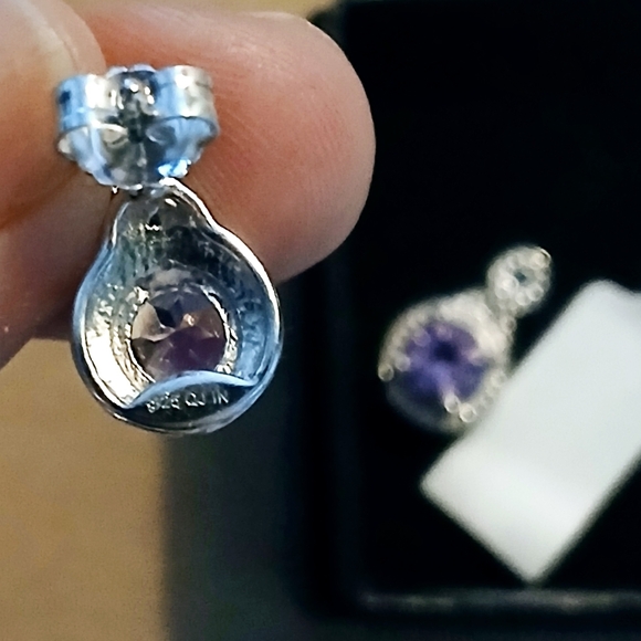 Amethyst Sterling Silver Earrings - Picture 2 of 2